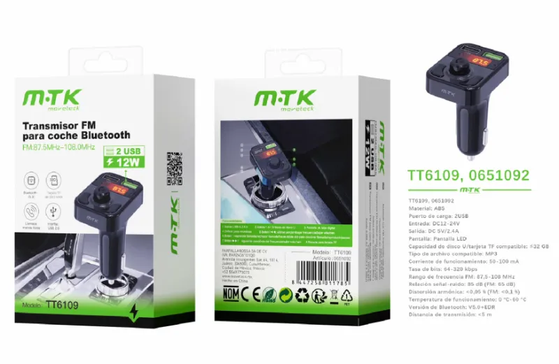 REPRODUCTOR MP3 INALÁMBRICO PARA COCHE TT6109