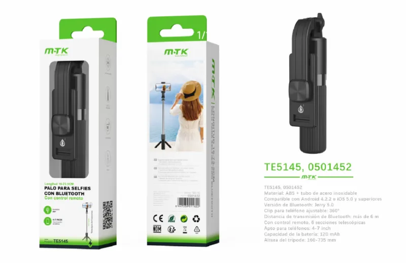 PALO SELFIE Y SOPORTE PARA TRÍPODE TE5145