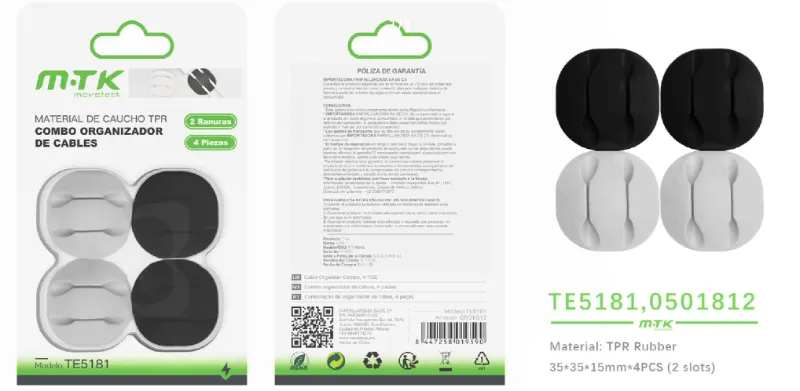 FIJADOR DE CABLE TE5181 4 PIEZAS TPR